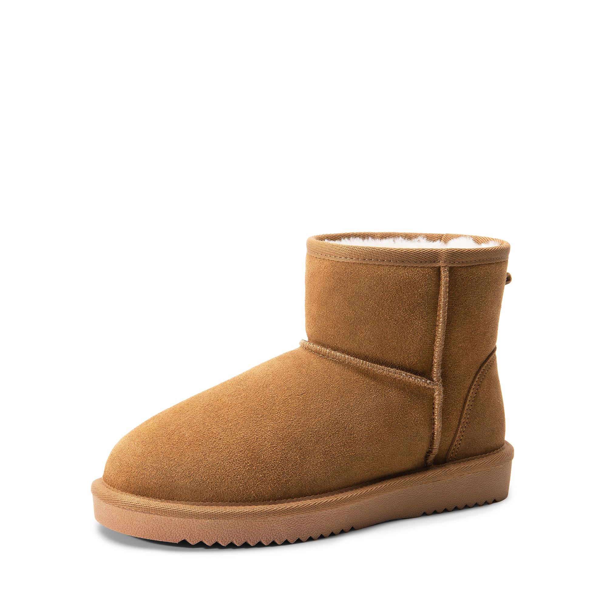 DREAM PAIRS Women's Winter Snow Boots Genuine Suede Faux Fur Lining Water Resistant Anti-Slip Warm Booties Slip On Memory Foam Comfort Ankle Boots FuzzyClassic Ⅱ