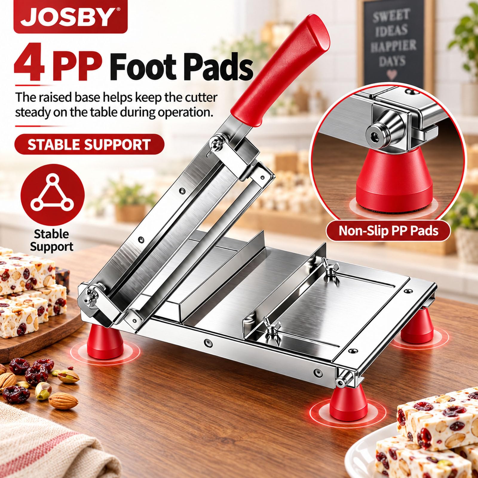 Máquina Cortadora De Dulces Manual, Herramienta De Acero Inoxidable Para Cortar Barras De Turrón, Con Grosor Ajustable De 1 A 55 Mm Y Almohadillas Antideslizantes, Para Turrón