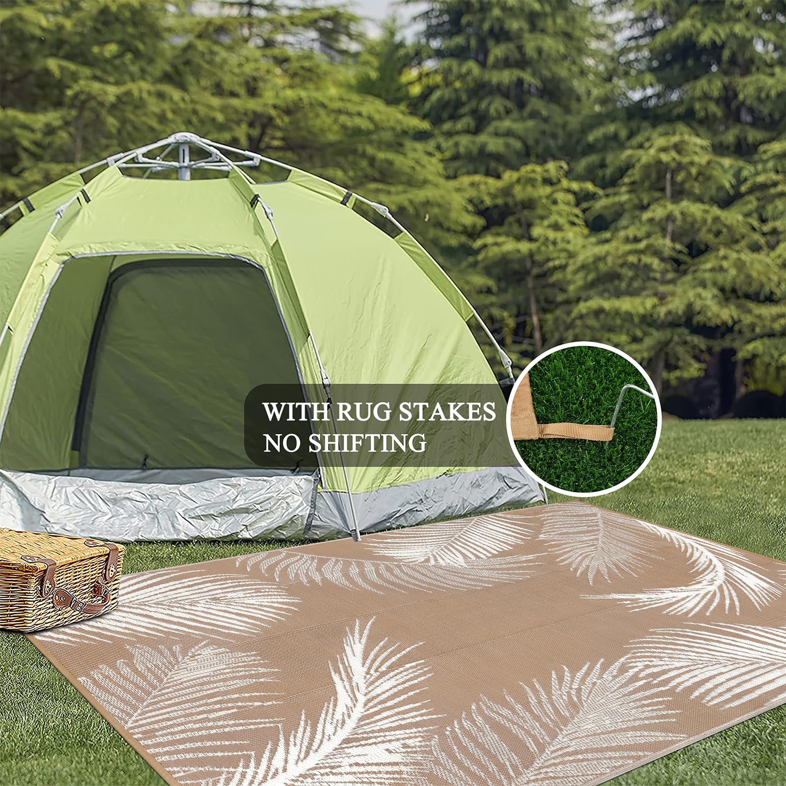 Pauwer Tappeto da esterno impermeabile, 1,5 x 2,3 m, reversibile, in plastica, per esterni, patio, campeggio, camper, patio, picnic, cortile, terrazza, balcone, portico