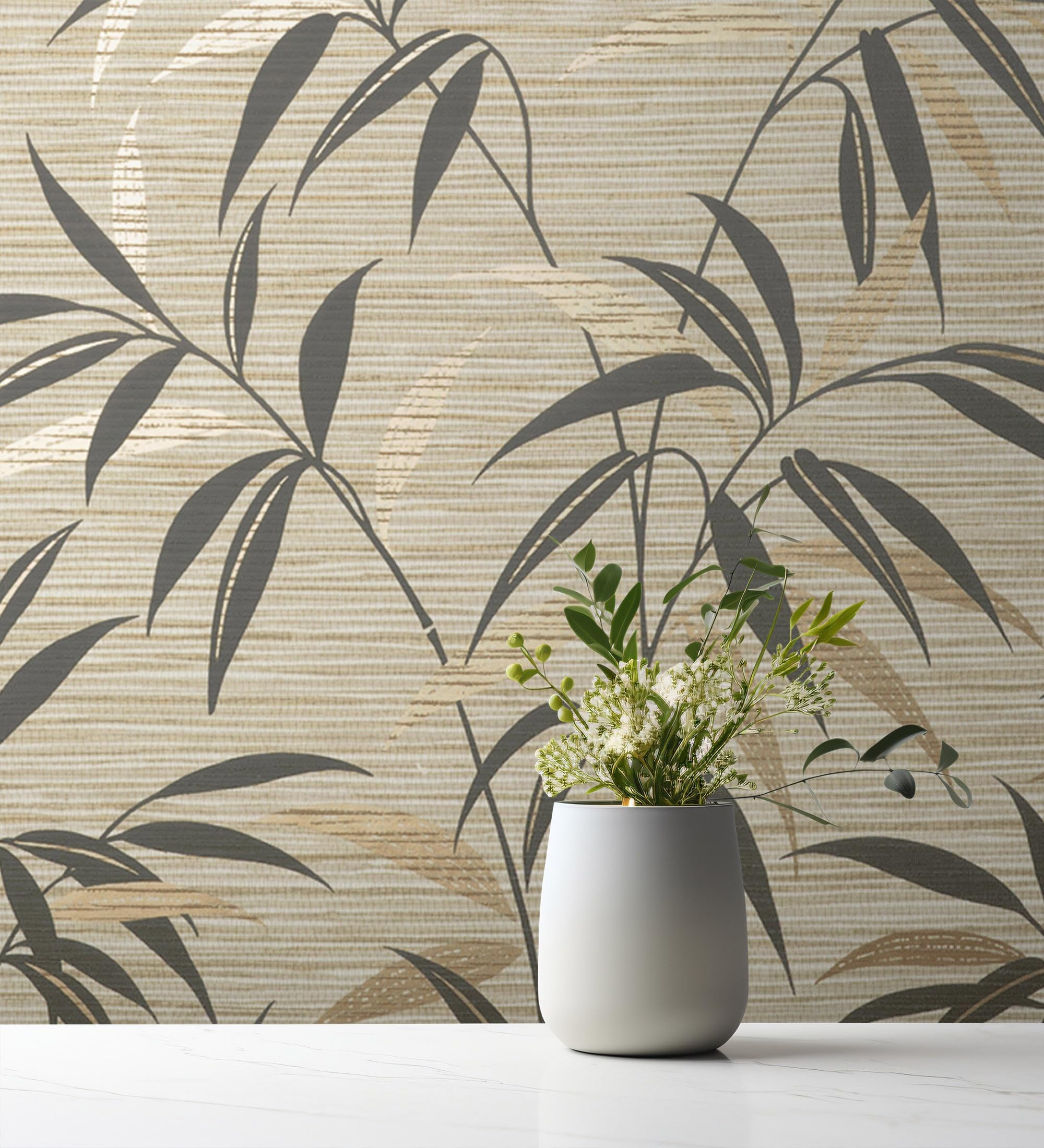 Papier peint feuilles de bambou GAULAN canne naturelle pour un salon zen