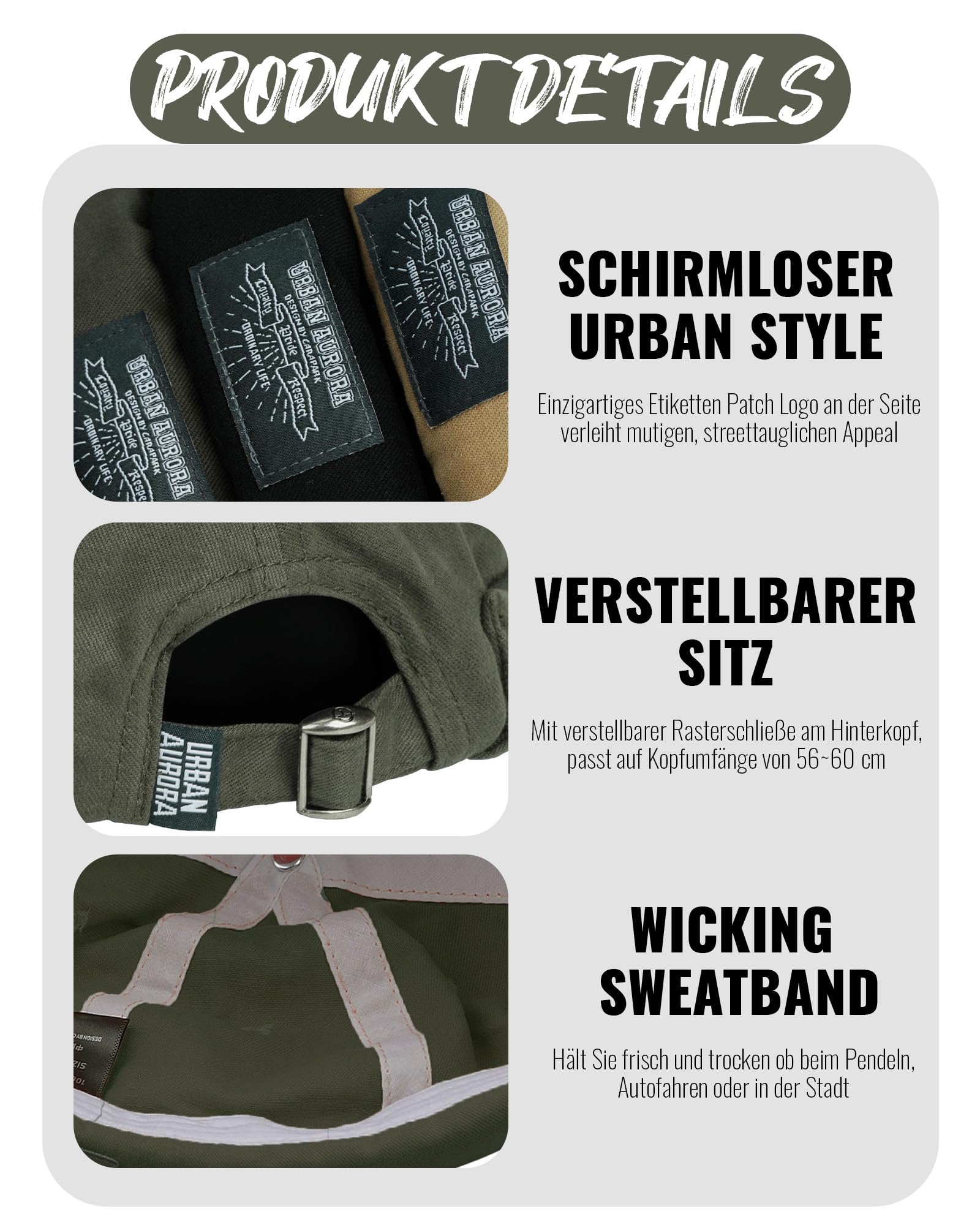 Clakllie Cotton Docker Cap Marynarska Portowa Oryginalna Męska Letnia Kryjąca Bez Daszka Zwijana Unisex, H-GD30-Zielony, Rozmiar Uniwersalny