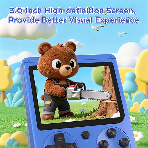 Miniatura 3 de JKV Juego portátil de mano, 500 videojuegos retro, consola de juegos con batería recargable de 1020 mAh y pantalla LCD de 3.0 pulgadas, sistema de