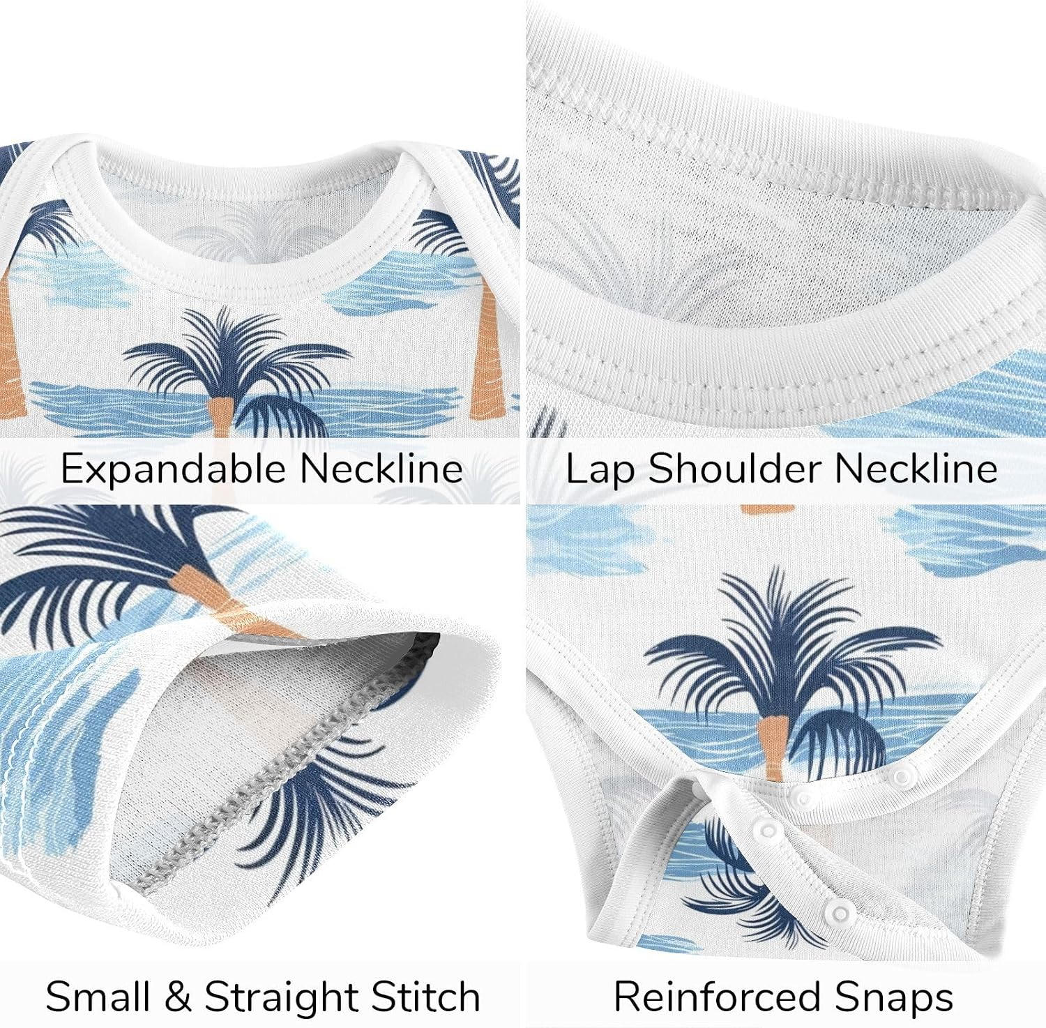 vvfelixl Baby Clothes Stylized Palm Trees Baby Bodysuits Set Unisex Short Sleeve Babys Pants Sets 0-3M