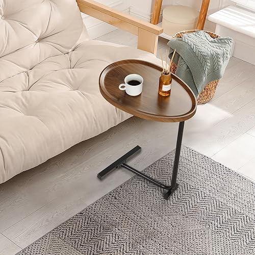 Miniatura 2 de Mesa auxiliar en forma de C para sofá, mesa auxiliar moderna para sala de estar, dormitorio, mesa C con marco de metal deslizante debajo del sofá y