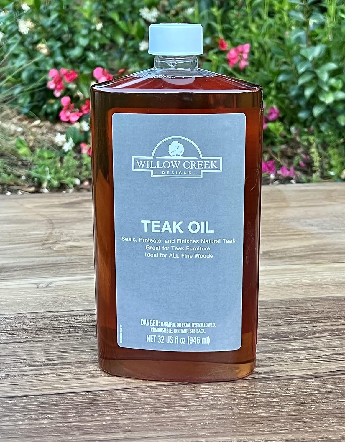 Willow Creek Designs Teak Oil | Wood Oil | Long Lasting | Sealer & Preserver | Protects & Restores Outdoor & Indoor Furniture | 32 oz.