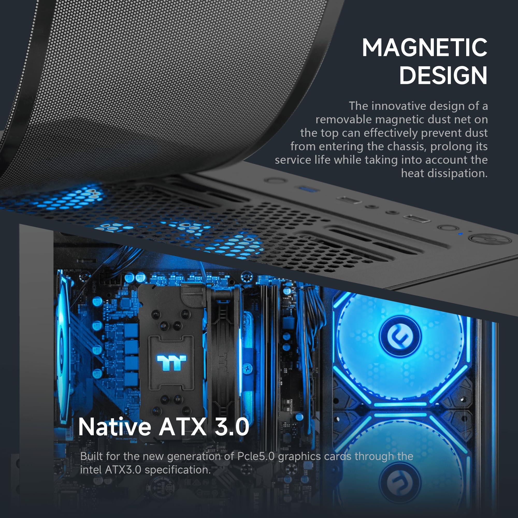 NINGMEI Gaming PC Desktop,AMD Ryzen 5 5600GT 6 core 3.6GHz(up to 4.6GHz),16GB DDR4 RAM 3200MHz,1TB NVME SSD, Tower Computer with 550W PSU, Windows 11 Home 64-bit for Home and Office,Black