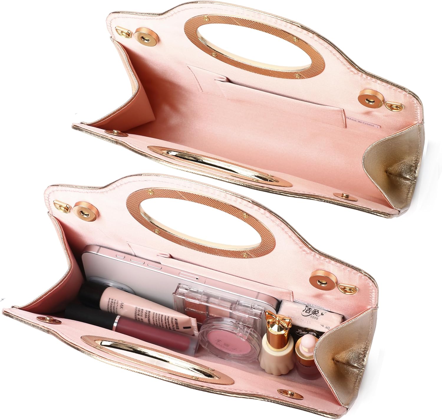 Top Metal Handle Clutch Bags for Women, Evening Handbag Shoulder Crossbody Purse with Chain