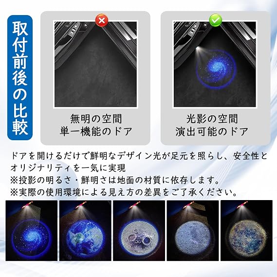 OKS-A1 LED Projector Car Courtesy Light Courtesy Lamp Welcome Light Door Opening Customized Dress-Up Infrared Sensor Projection Lamp Projection Light Easy Installation A6 C5 C6 C7 C8 4F 2000