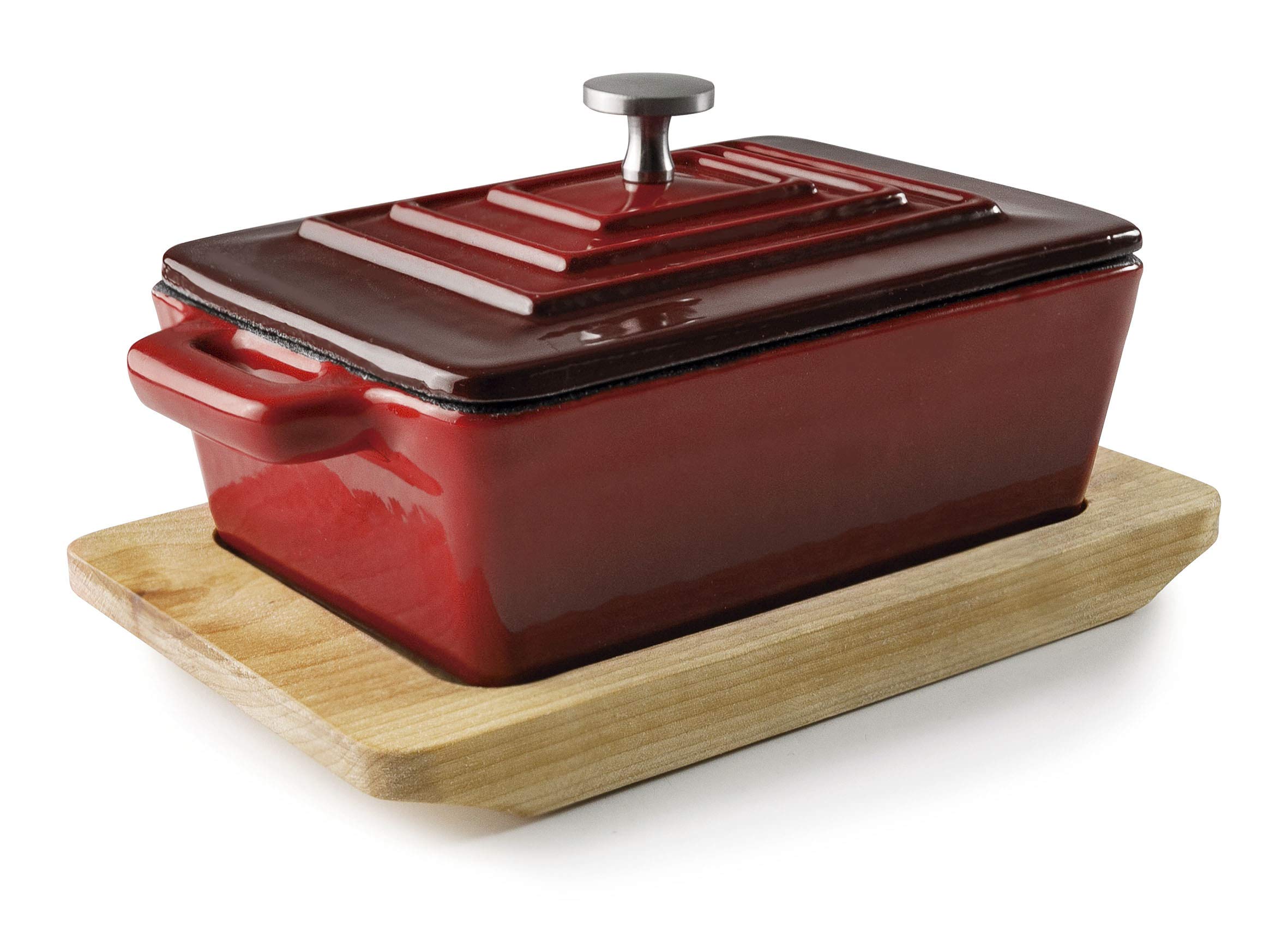 LACOR geradem Deckel. Magma RED 13 x 9 cm Rechteckiger Kochtopf, Metall, Rot antik, Einheitsgröße