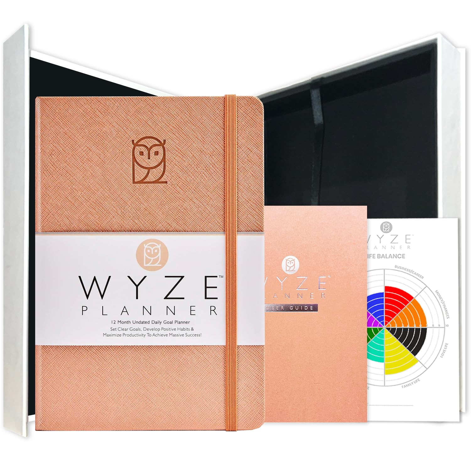 Wyze Planner Undatierter Tagesplaner: 1-Jahres-B5-Produktivitäts-Organizer mit zweiseitiger Wochenübersicht, ADHS-freundlich, Zieleinstellung, Gewohnheitstracker, wöchentliche und monatliche Seiten