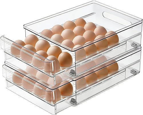 vacane Soporte para Huevos de 24 Unidades para Contenedores Organizadores de Refrigerador, Contenedor de Almacenamiento de Huevos Transparente para