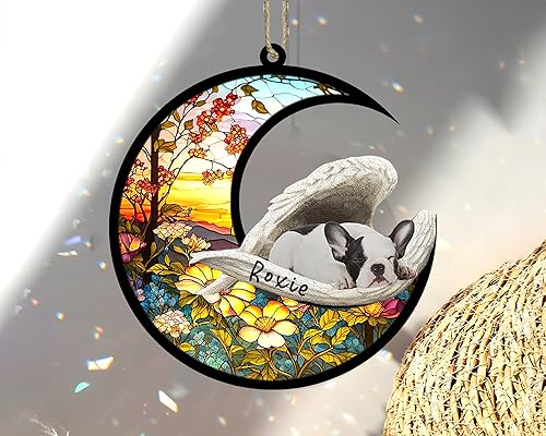 Miniatura 303 de Chow Chow Dog Memorial Suncatcher, adorno de Navidad Chow Chow con nombre, atrapador de pérdida de mascotas, regalos para los amantes de los perros