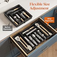 Vista 7 de Lifewit Utensil Organizer for Kitchen Drawer, Expandable Cooking Silverware Tray, Adjustable Cutlery Flatware Holder, Plastic Spatula Tools Storage