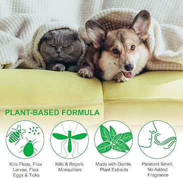 Flea & Tick Spray for Cats and Dogs – Made with Natural Peppermint Oil & Eugenol 100ml (3.38 fl oz)