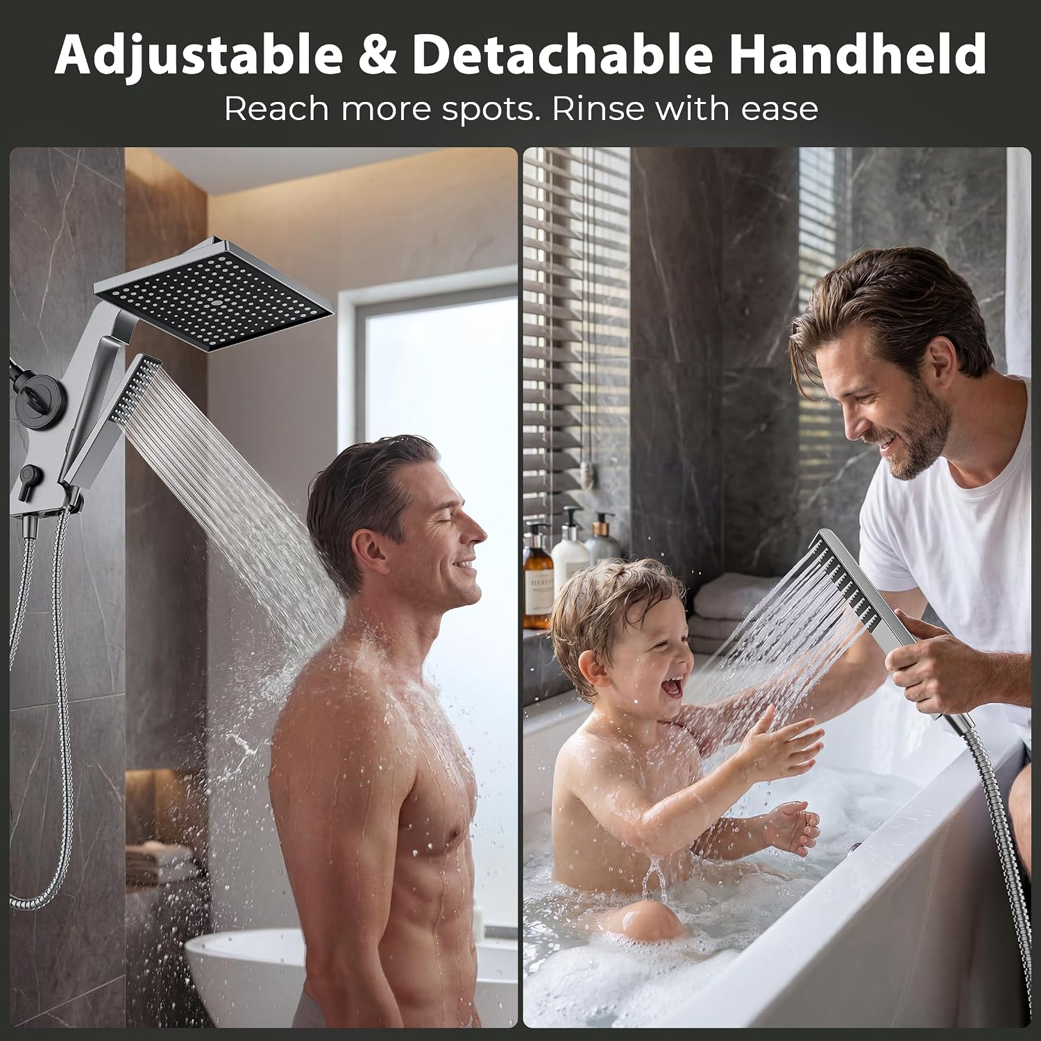  Filtered Rain Shower Head with Handheld Combo High Pressure 12'' Rainfall Shower Heads & Hidden Detachable Wand Dual Showerhead Water Softener for Hard Water Easy Filter Replacement thumbnail