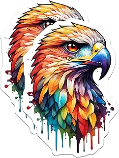 (2 Pack) Vibrant Eagle Magnets - Watercolor Bird Art Decor - Colorful Raptor Animal Head Accent for Fridge - 5 Inches On Longest Side - Thick Durable Magnet - Made in USA - MAG21439