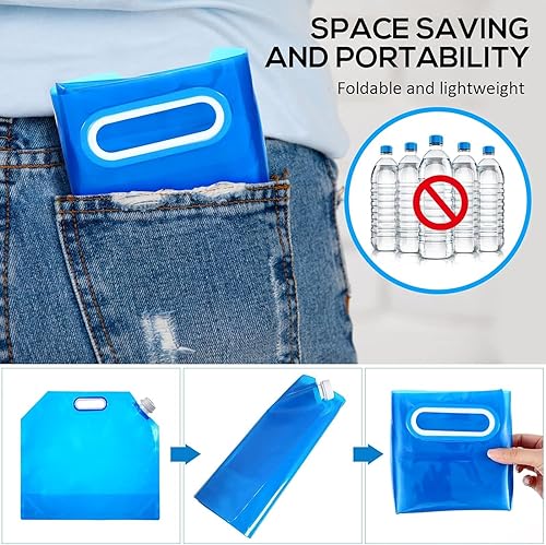 Miniatura 6 de Bolsas de agua  Jarras vacías de galón con tapas  Sin BPA  (juego de 4 bolsas) Bolsa de almacenamiento  Jarra de plástico  Dromedario plegable