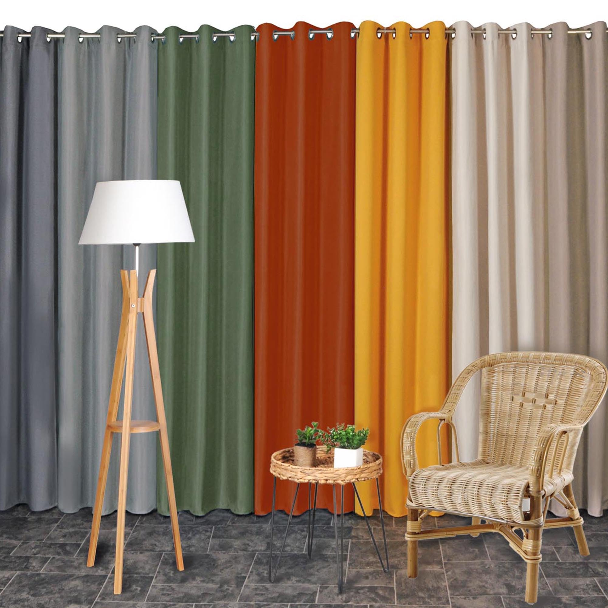 Atout Ciel Rideau Thermique doublé Polaire Ton sur Ton à œillets 140x240cm prêt a Poser, Terracotta (Lot de 2)