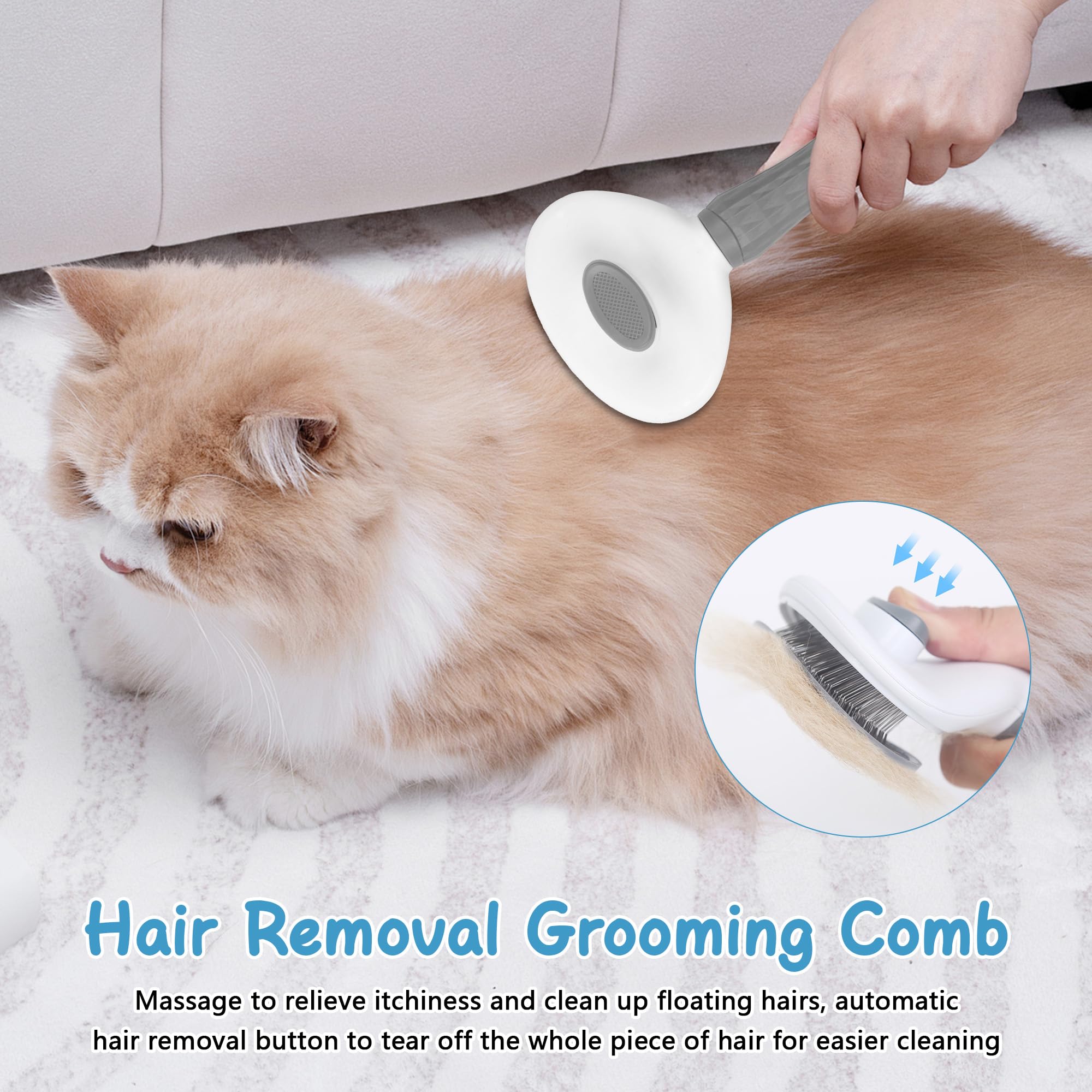 Zssxysm 3 Pieces Cat Grooming Brush, Pet Flea Comb for Dog Self Cleaning Brush for Short & Long Hair - Image 4