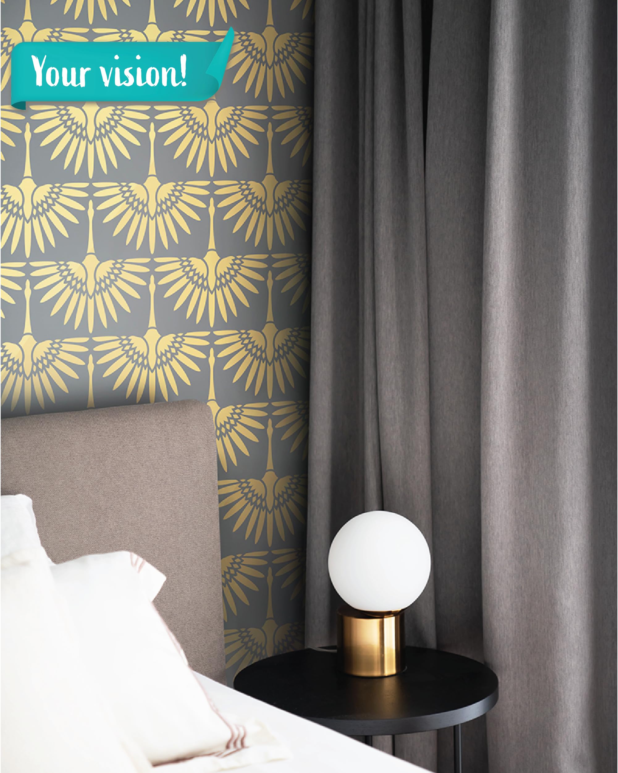 STENCILIT® Art-Déco-Kraniche Wand-Schablone - 2er-Pack Schablonen 42 x 57 cm, Boho Wand-Schablonen zum Malen großer Muster, Moderne große fur Wand