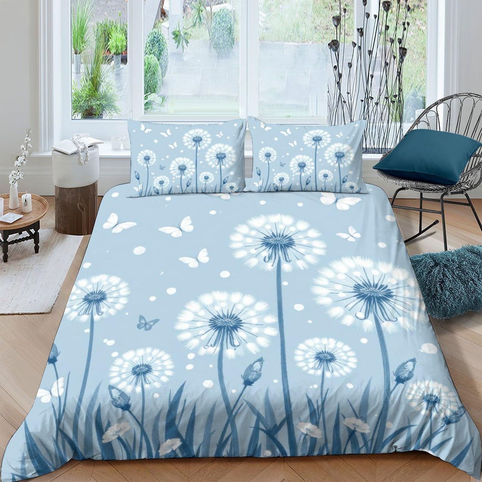 3D Printed Dandelion Quilt Cover, Microfiber Duvet Cover Hidden Zipper for