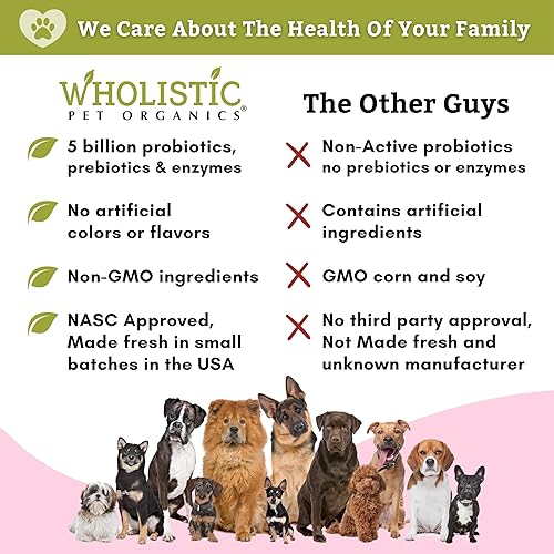 Miniatura 7 de Wholistic Pet Organics Probiotic Chews for Dogs Digestive Health - 60 Count - Dog Probiotics and Digestive Enzymes - Support Gut Health Immune