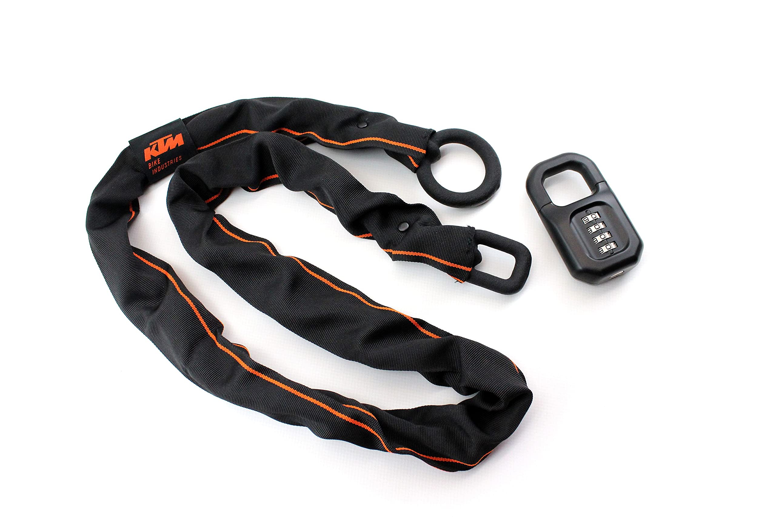 KTM Fahrradschloss Kettenschloss Zahlenschloss Pro U-Lock Chain schwarz/orange Code 1200 mm
