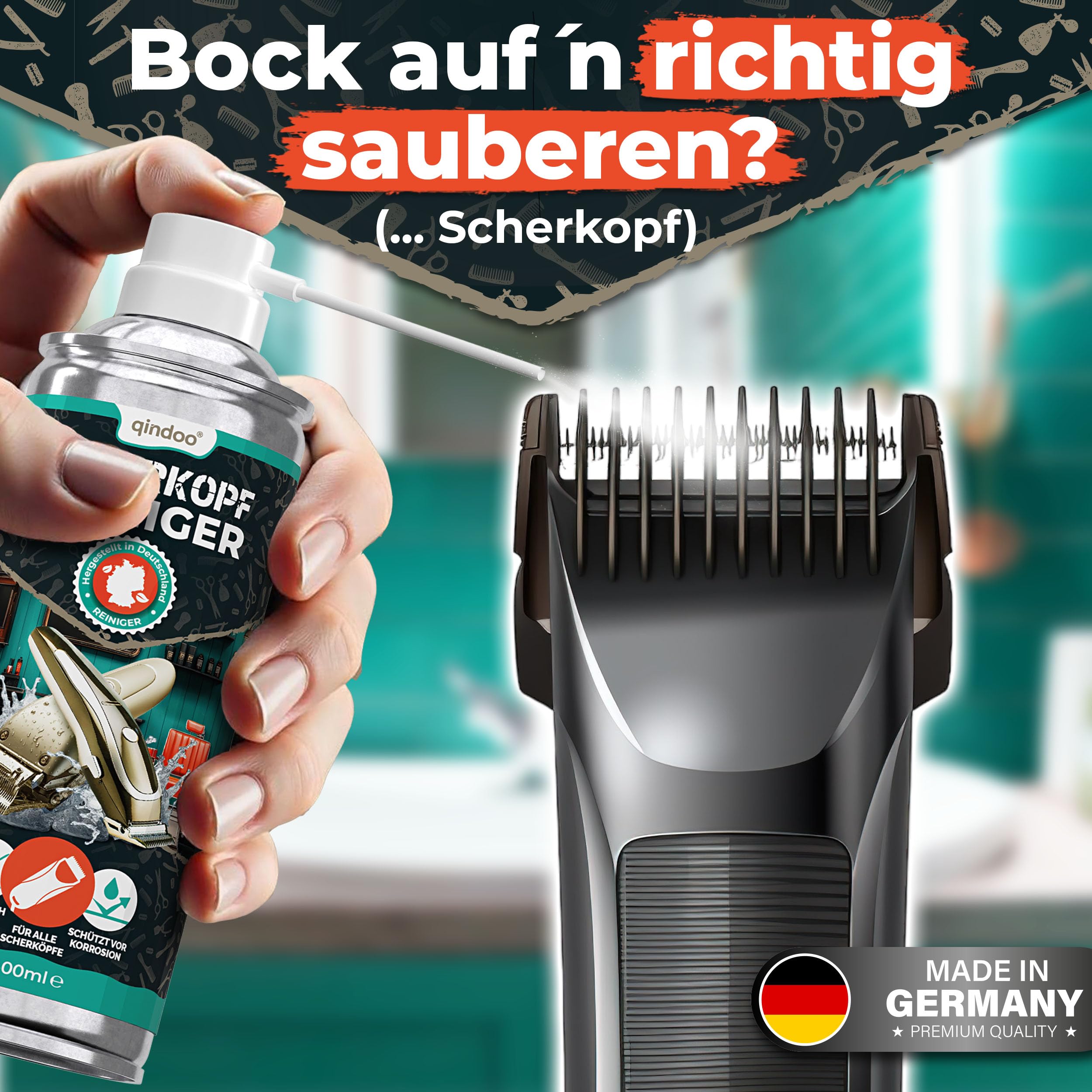 Trimmer Spray Scherkopfreiniger 400ml | Clipper Reinigungsspray für Haarschneider & Schermaschinen, Kühlend & Hygienisch für Barber Friseur, Made in Germany (400 ml (2er Pack))