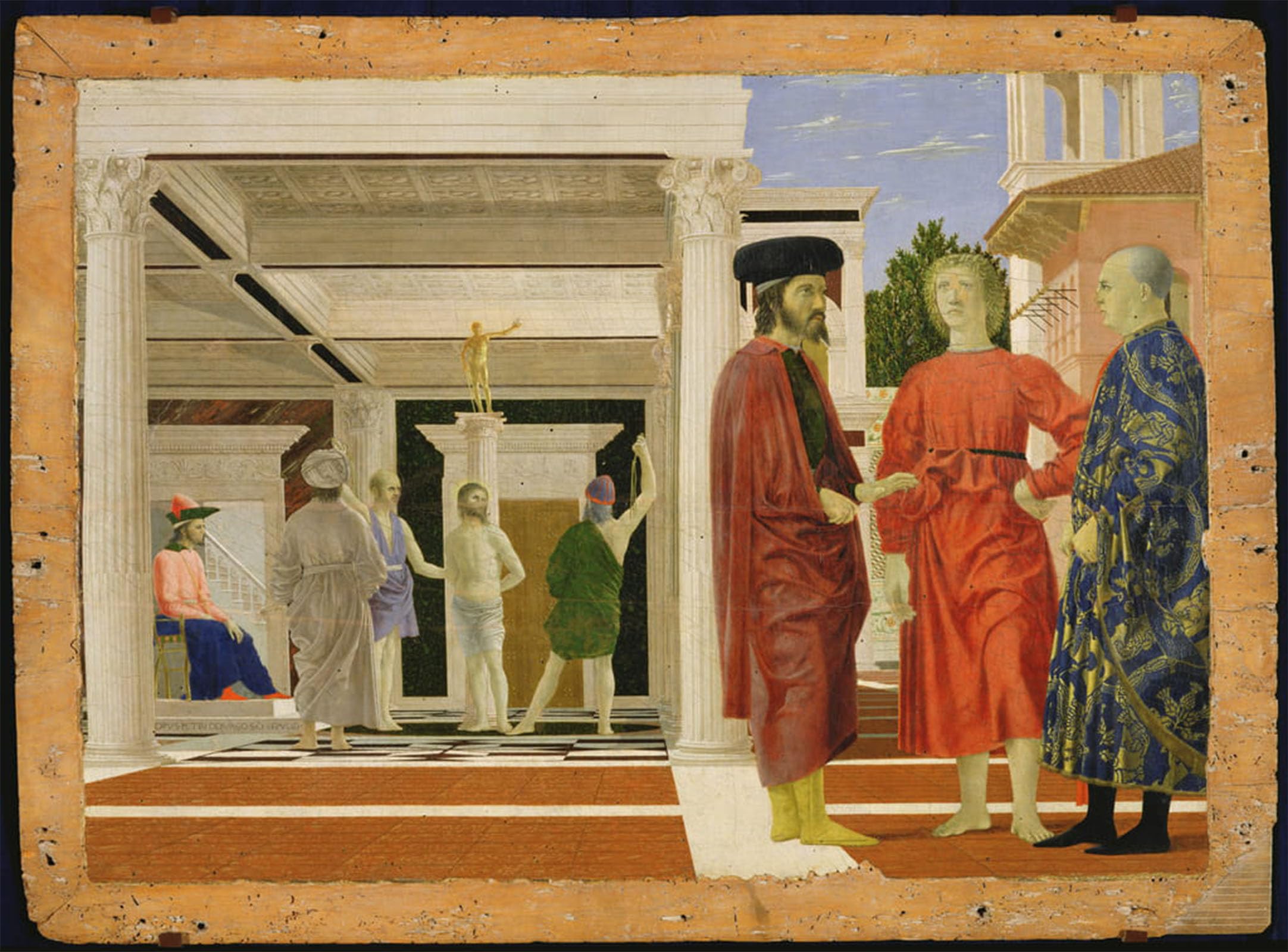 POSTERIIk Vintage Classic Picture Landscape Artwork the Flagellation of Christ by Piero Della Francesca Portrait Canvas Painting for Office Home Decor 60x90cm