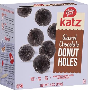 Katz Gluten Free Donuts & Donut Holes Top 8 Flavors, Powdered, Glazed, Cinnamon, and Glazed Chocolate. Free of Dairy, Soy, Tree Nuts, and Peanuts, Kosher (8 pk)