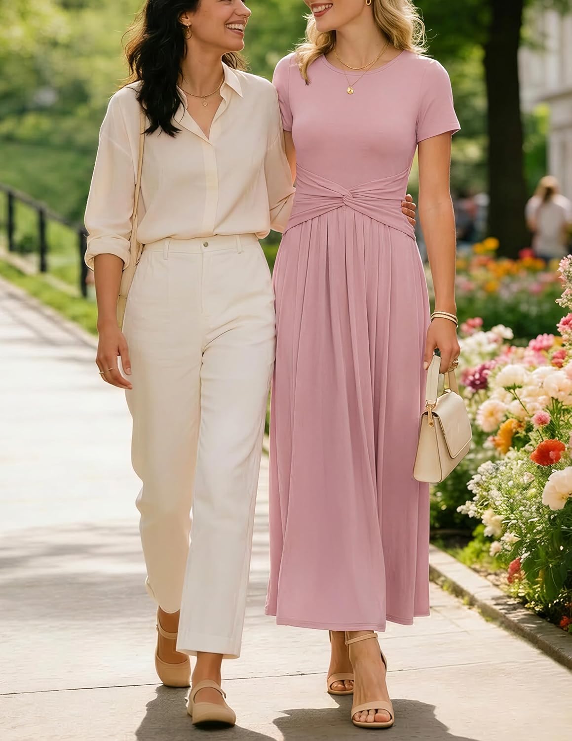 ZESICA Women's 2026 Summer Short Sleeve Maxi Dresses Twist Front Wedding Guest Cocktail Flowy A Line Long Dress - Image 5