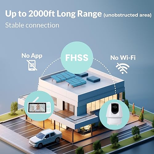 Miniatura 2 de Cámara de bebé complementaria, alcance de 2000 pies, cámara de 1080p, visión nocturna súper clara, zoom 8X, audio de 2 vías, llanto  Detección de