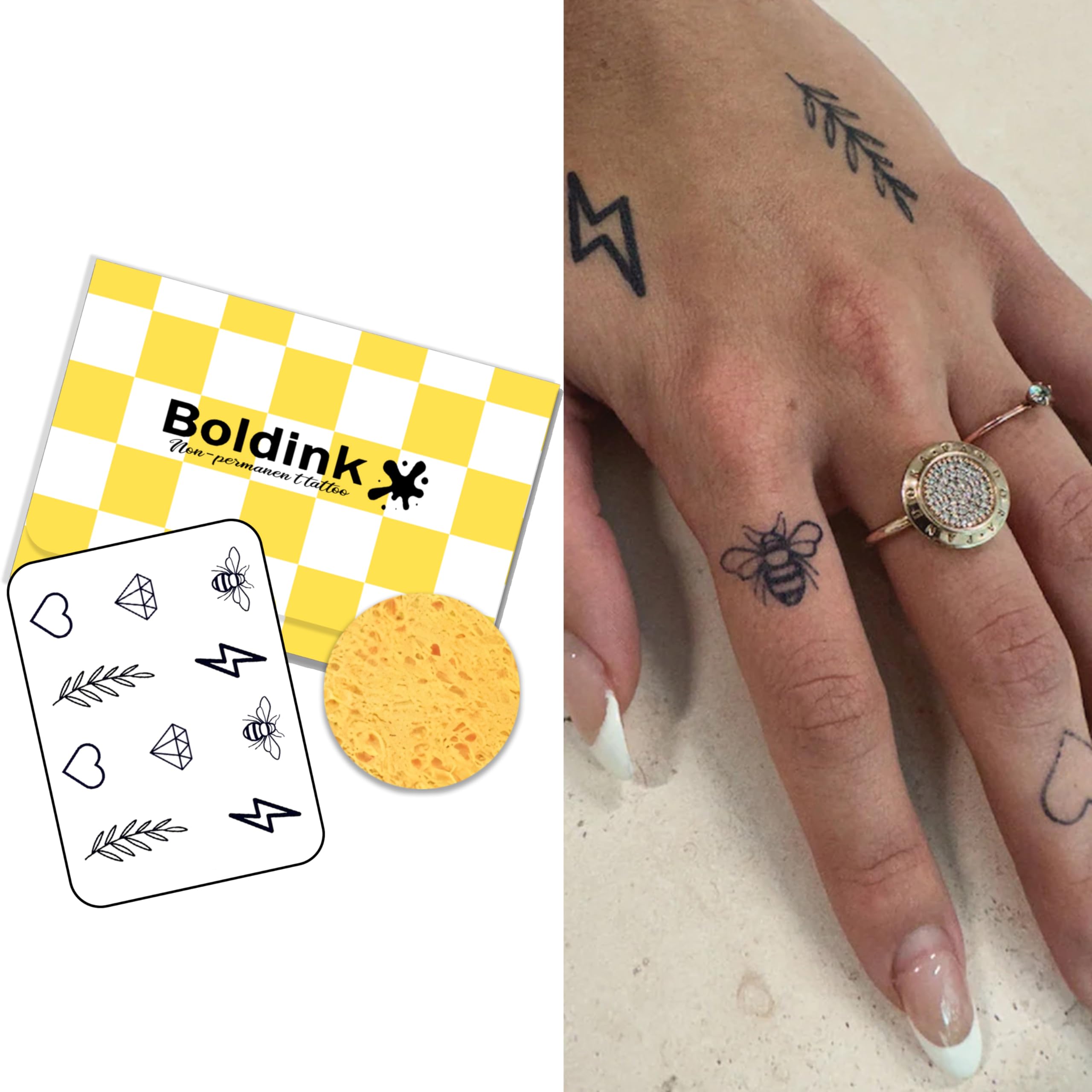 Temporary Tattoos,Semi Permanent Tattoos,15 Days Long Lasting Tattoo Stickers,Waterproof and Anti-reflective,Unique Design(Finger Tattoo 18)