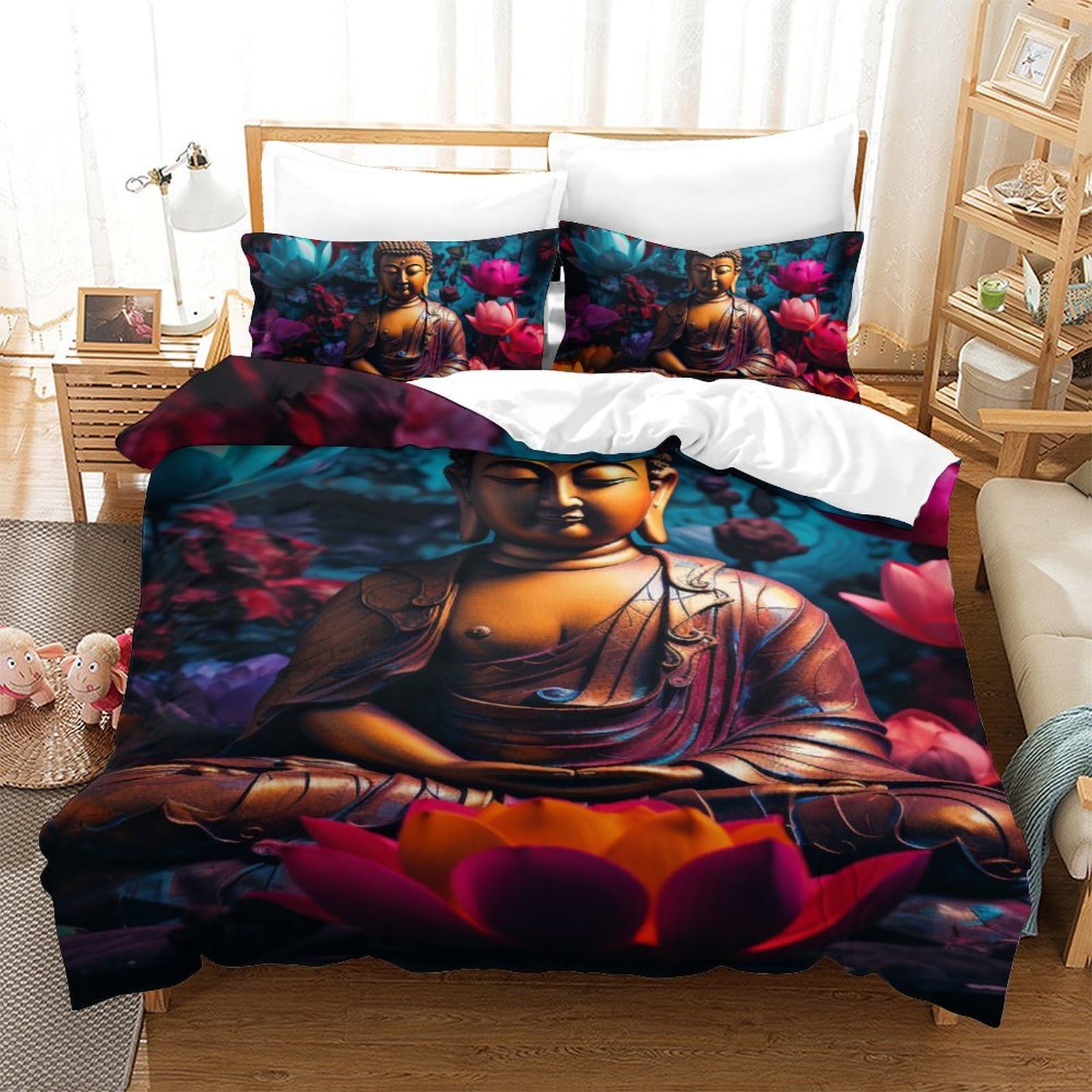 Housse de couette Bouddha 140x200 finie la couette qui glisse