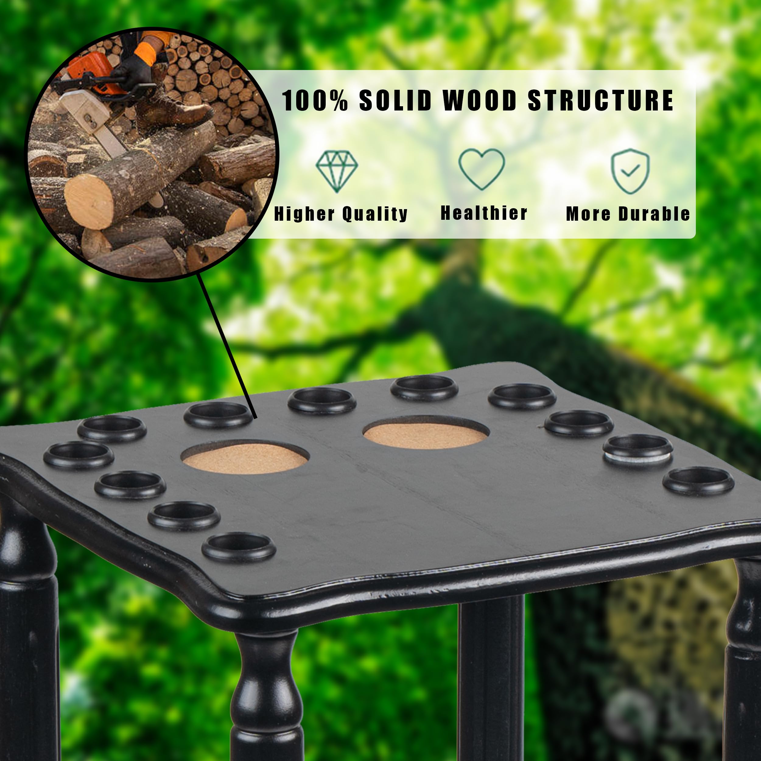 Pool Stick Holder Floor Stand,Billiard Cue Rack Holds 10 Cues And A Full Set Of Balls Solid Wood Pool Cue Rack
