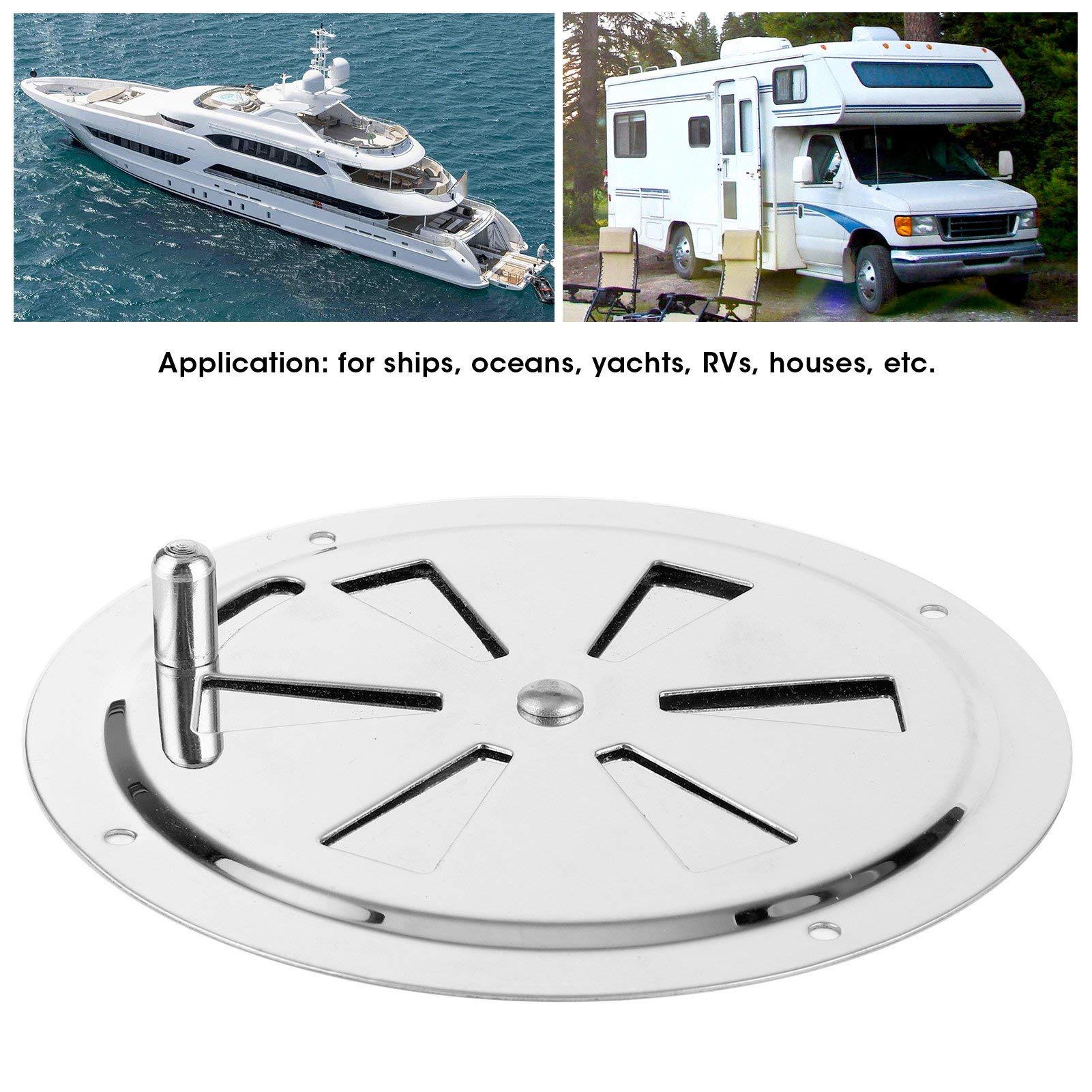 QANYEGN Cabin Ventilation Plate, Stainless Steel Round Grill Ventilator, Louver Vent Cover with Side Knob for Marine Boat Accessories