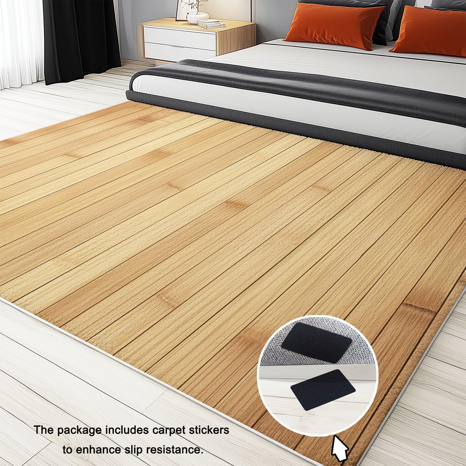 Générique Tapis Salon Fond en Bois De Bambou 140x200cm Tapis Chambre Impression 3D Moderne, Moquette Antidérapant Lavable Machine, pour Salon Salle à Manger Bureau