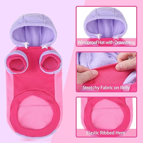 Miniatura 4 de PUPTECK Sudadera de forro polar con capucha para perro, ropa suave y cálida con capucha para perros pequeños y medianos, para otoño e invierno,