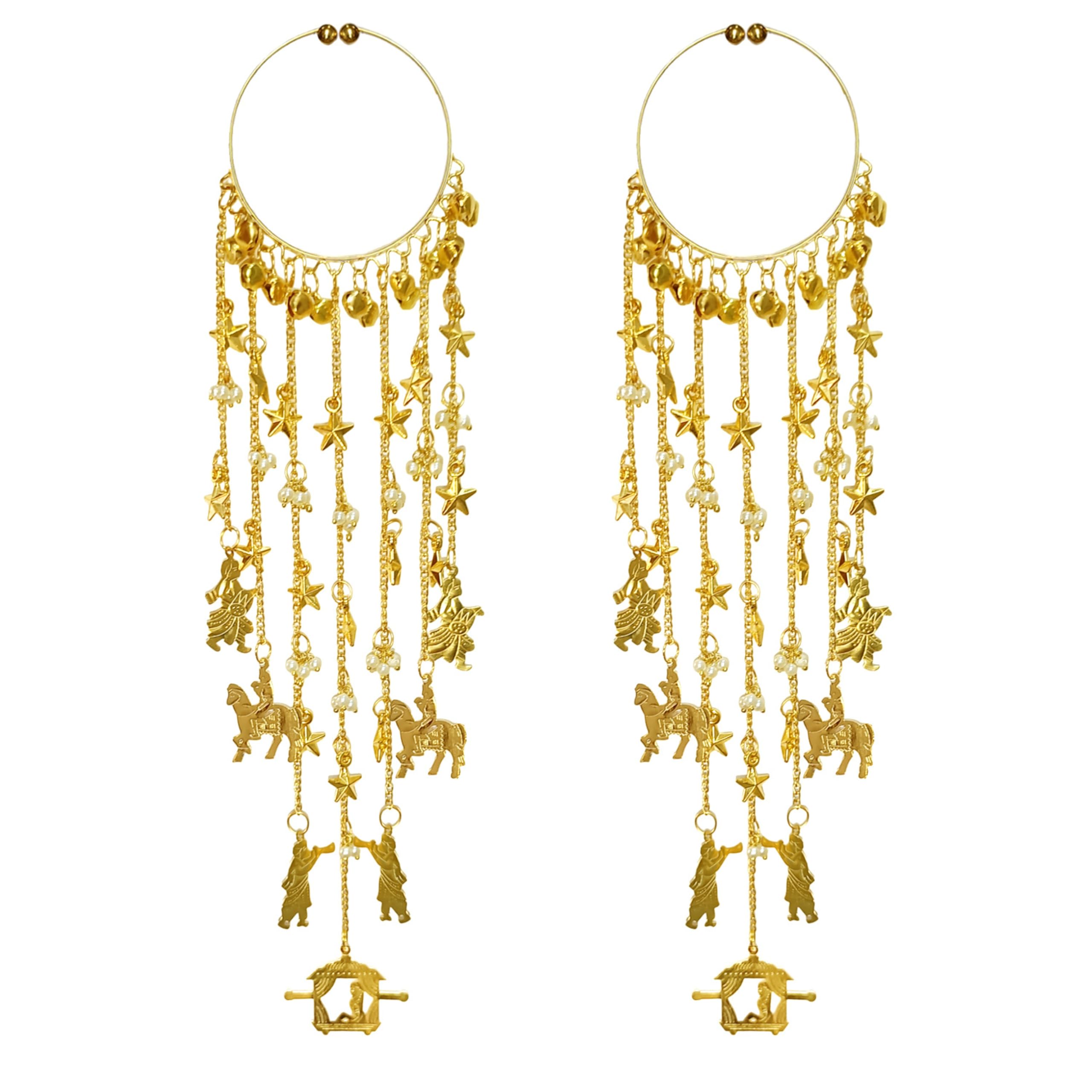 sbp fashion Traditional Gold Plated Bridal Kaleera for Women | Punjabi Wedding Kalire with Ghungroos, Star Charms, Elephant & Doli Hanging | Lightweight Bridal Chooda Accessories for Bride-picture-14