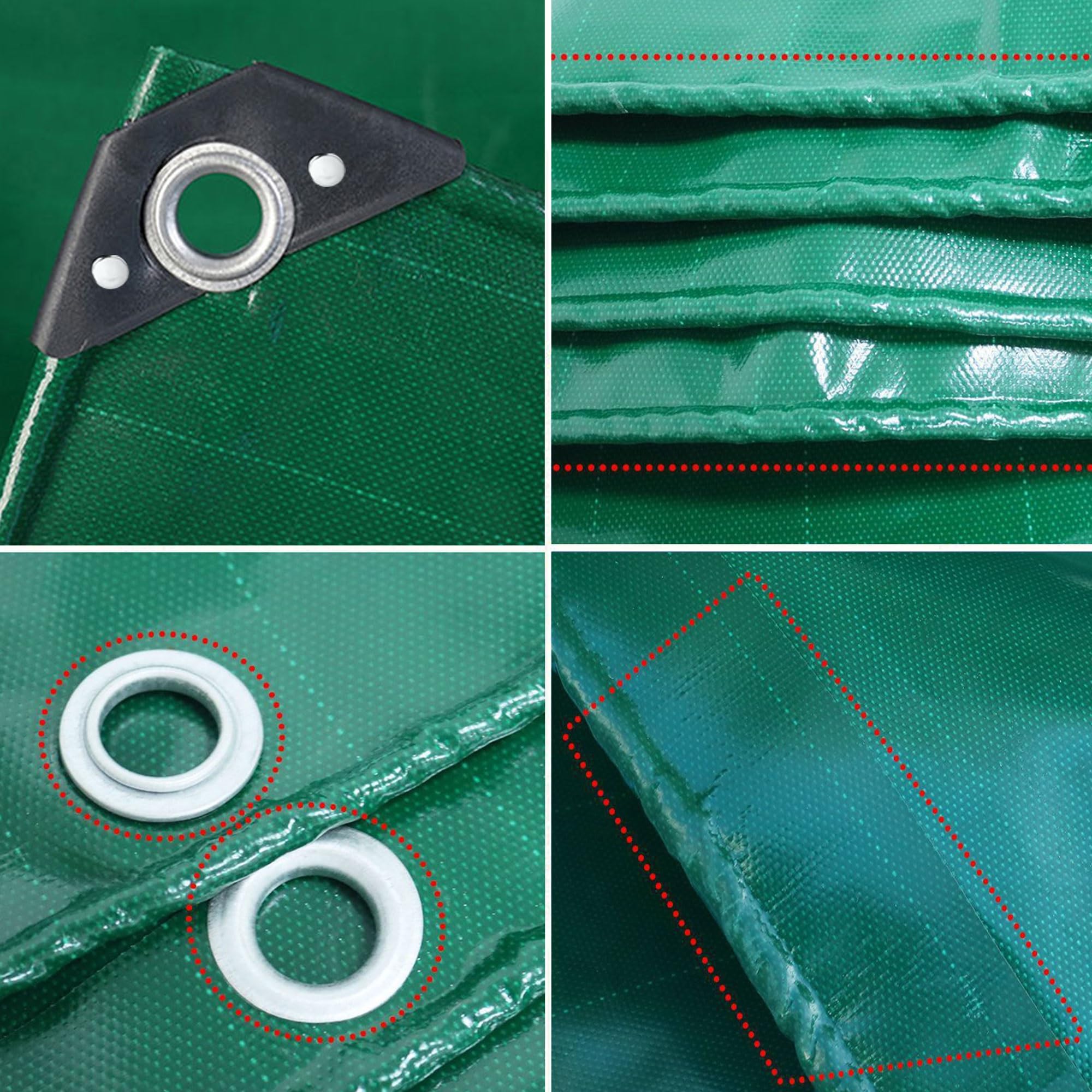 YANFEILI Telone Rinforzato,2x2.5m 520g/m² telo PVC con Occhielli telo in tessuto e protettivo,telone rinforzato occhiellato verde