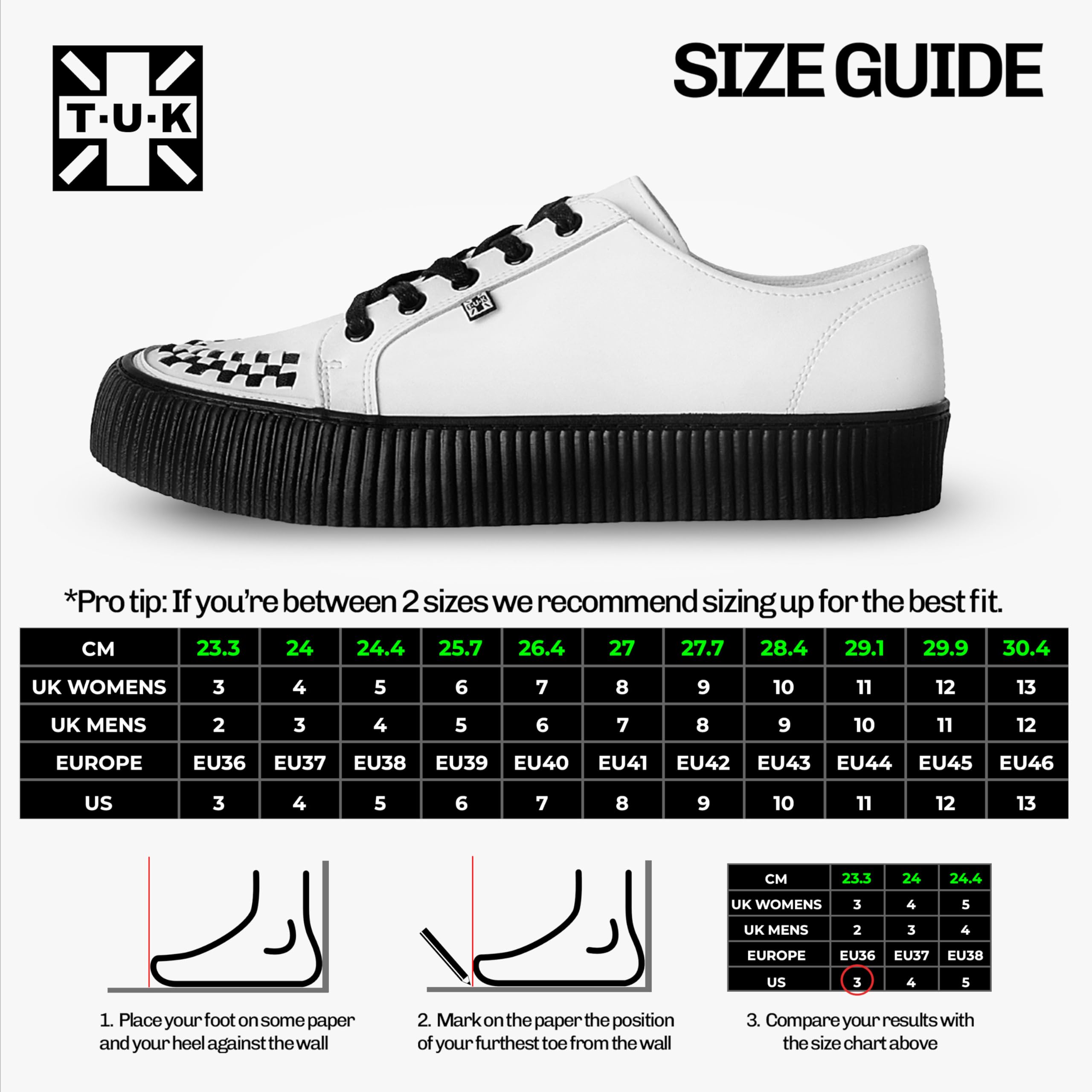 T.U.K. Ribbed Sole Sneaker - Modeschuhe für Männer und Frauen - Skate, Punk, Rock und Gothic Style aus Leder, Wildleder und Canvas
