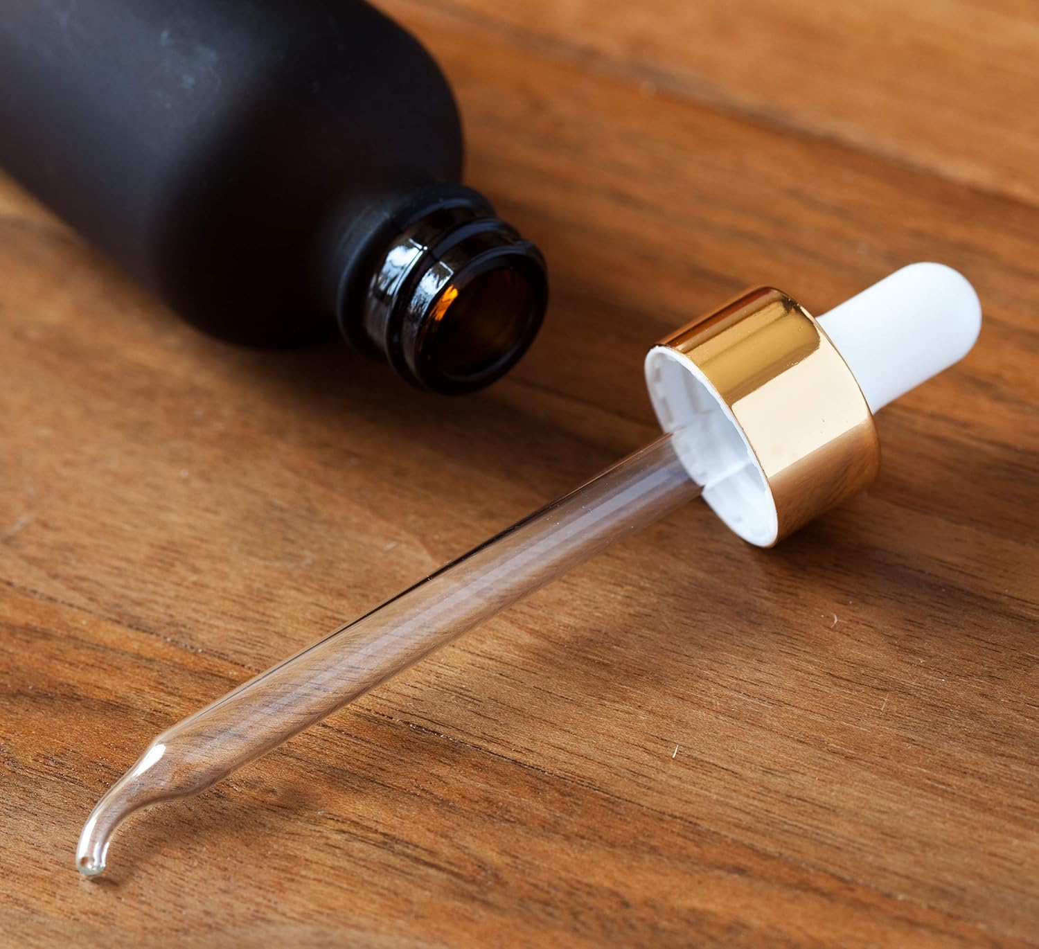 JUVITUS 2 oz / 60 ml Frosted Amber Glass Boston Round Bottle with Gold Metal Dropper (24 pack) + Funnel