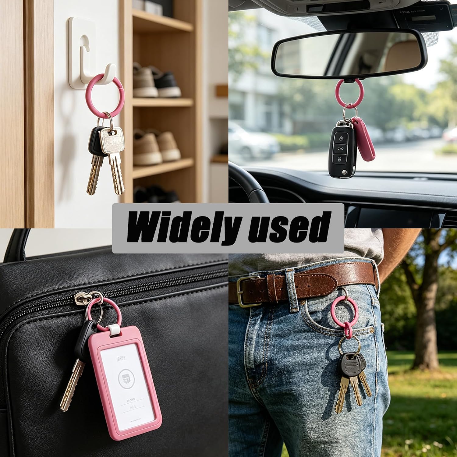 10 Pcs Dark Pink Keychain Rings image 5