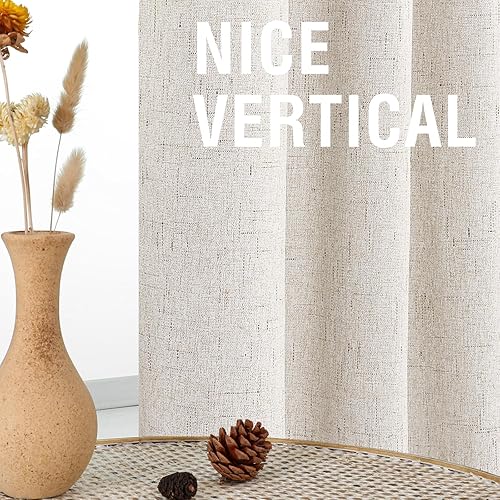 Miniatura 4 de H.VERSAILTEX Cortinas de lino natural 100 % opacas para dormitorio, 84 pulgadas de largo, con aislamiento térmico y aspecto de lino texturizado, con