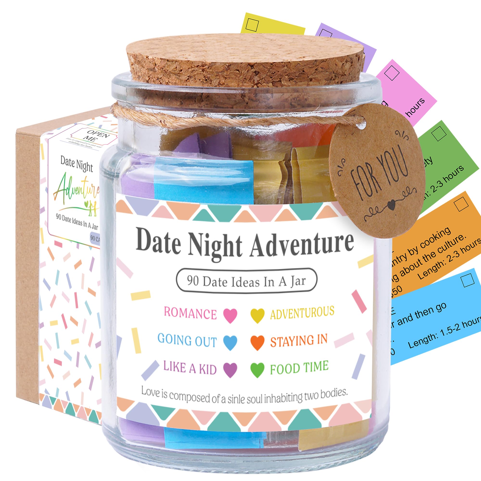 90 Unique Date Ideas in a Jar, Fun Wedding Gift, Romantic Engagement Gift for Couples, Thoughtful Bridal Shower, Date Night Game for Him or Her