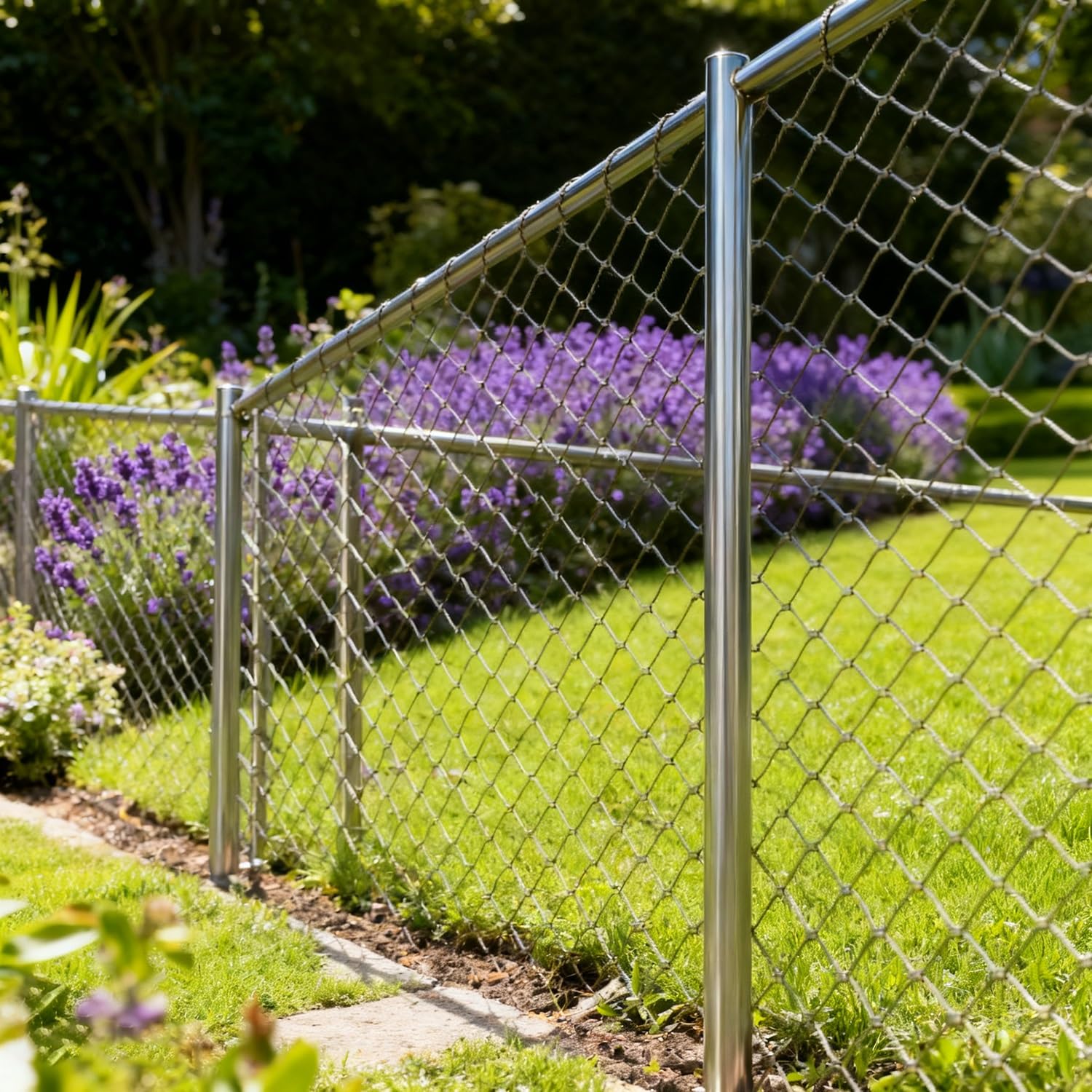 Red de cuerda de acero inoxidable flexible, malla de alambre tejida duradera para animales y aves de corral, malla protectora segura (150 x 300 cm), ideal para jardines y ganado