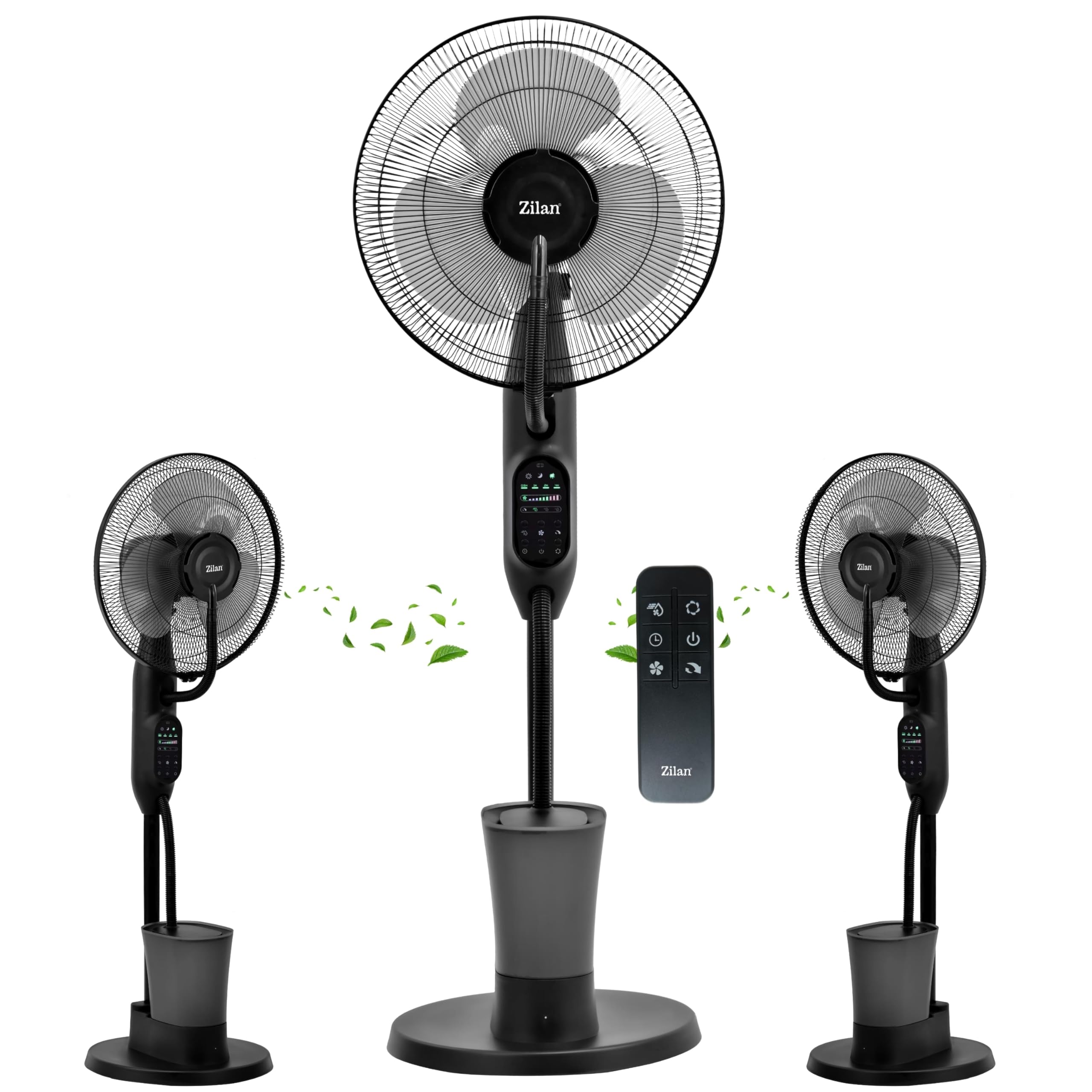 3in1 Standventilator mit Wasserkühlung sehr leise - Mobile Klimaanlage ohne Abluftschlauch -Verdunstungskühler Aircooler Turmventilator mit Fernbedienung Luftreiniger Timer Tower Fan (Vader Black)