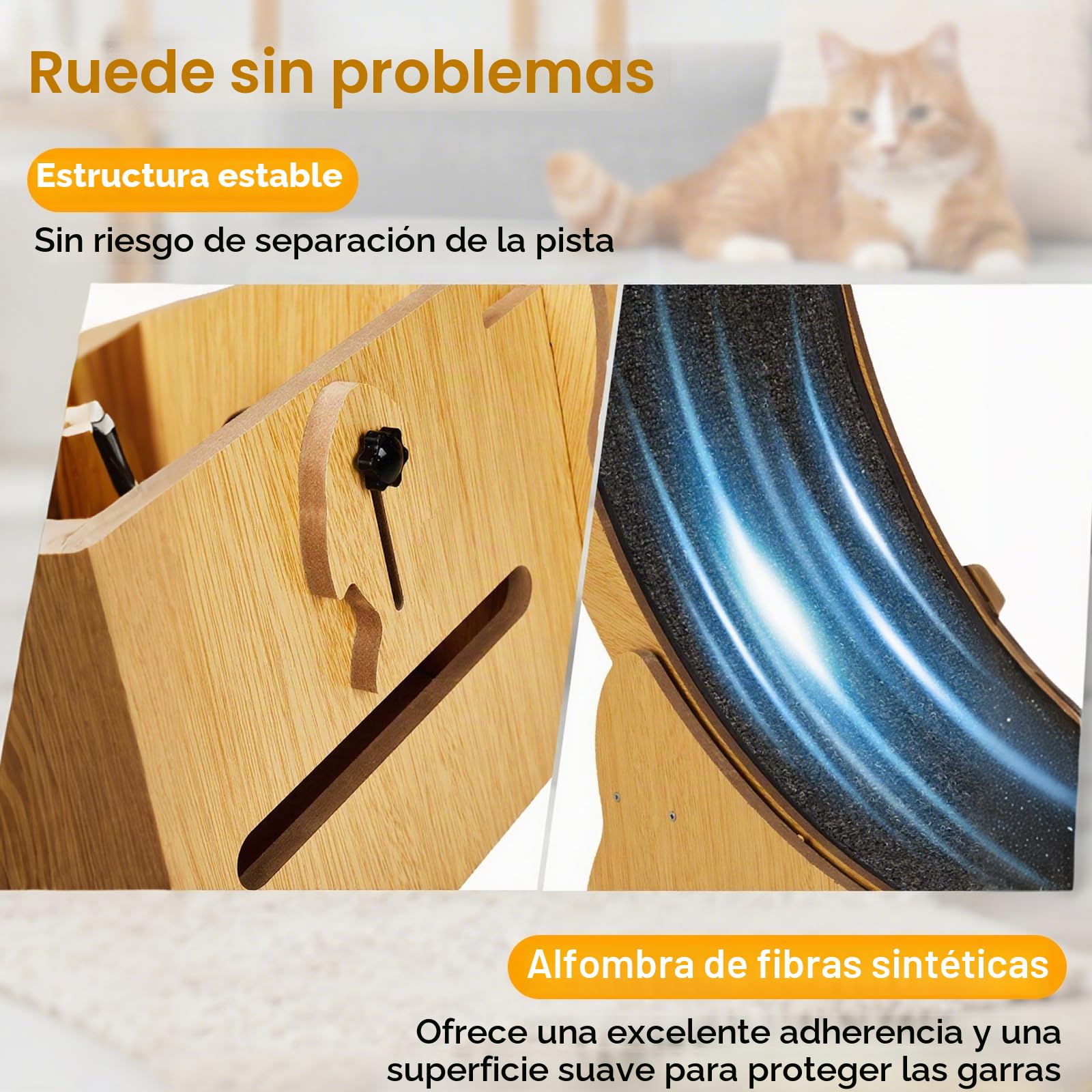 LEADZM - Rueda de ejercicio para gatos (100 cm, rueda para gatos grandes, tablero de fibras de alta densidad, resistente a los arañazos, estable y silencioso), peso máximo 11 kg, color madera