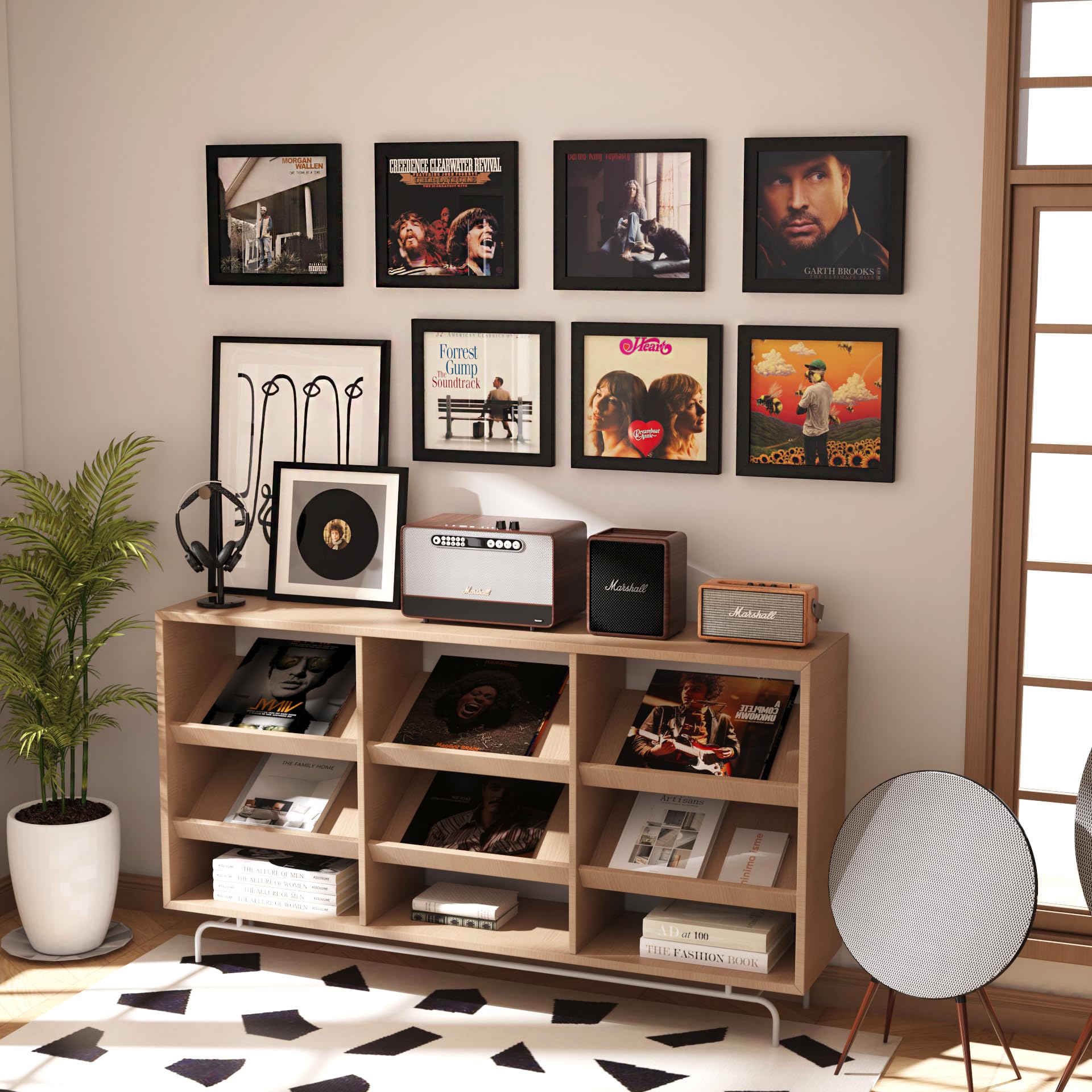 4 Pezzi Porta Vinili da Parete, Cornice Vinile (4 Pacchetti/Nero)