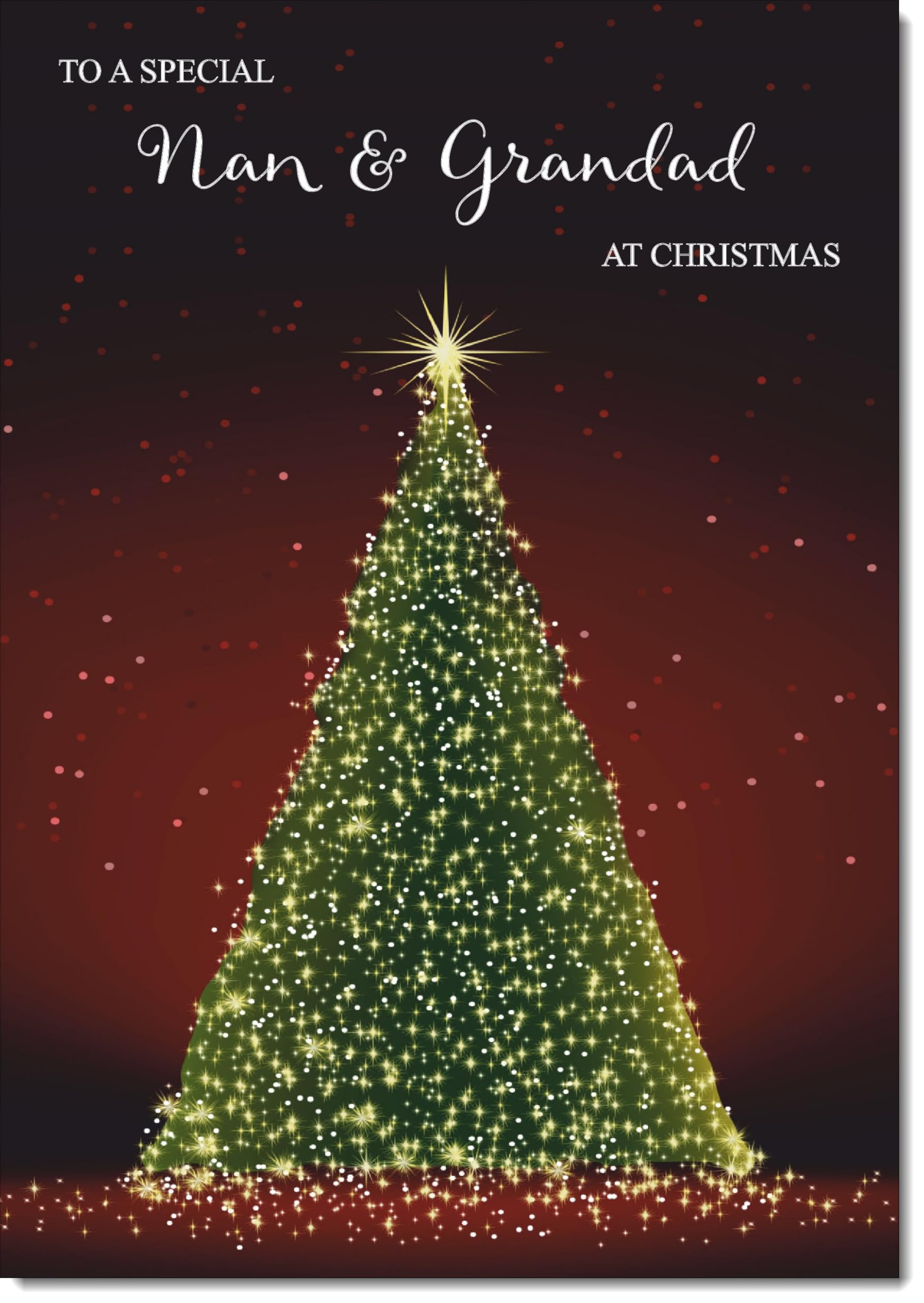 doodlecards Nan and Grandad Christmas Card Green Christmas Tree Large A4 Size Christmas Card for Nan & Grandad with Plain Envelope